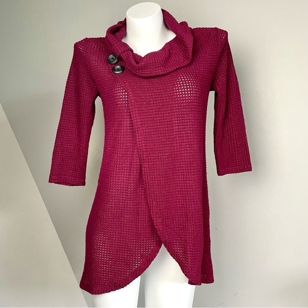 90s Burgundy Cowl Neck Poncho Sweater